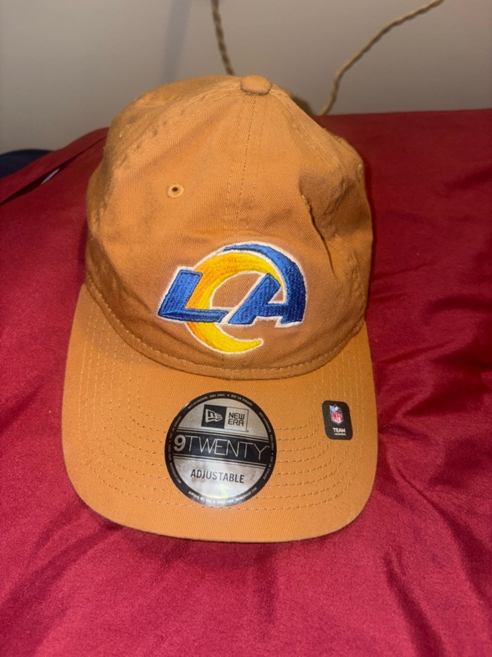 New Era LA Rams Embroidered NFL Logo Cap Mustard Yellow Royal Blue Football Hat